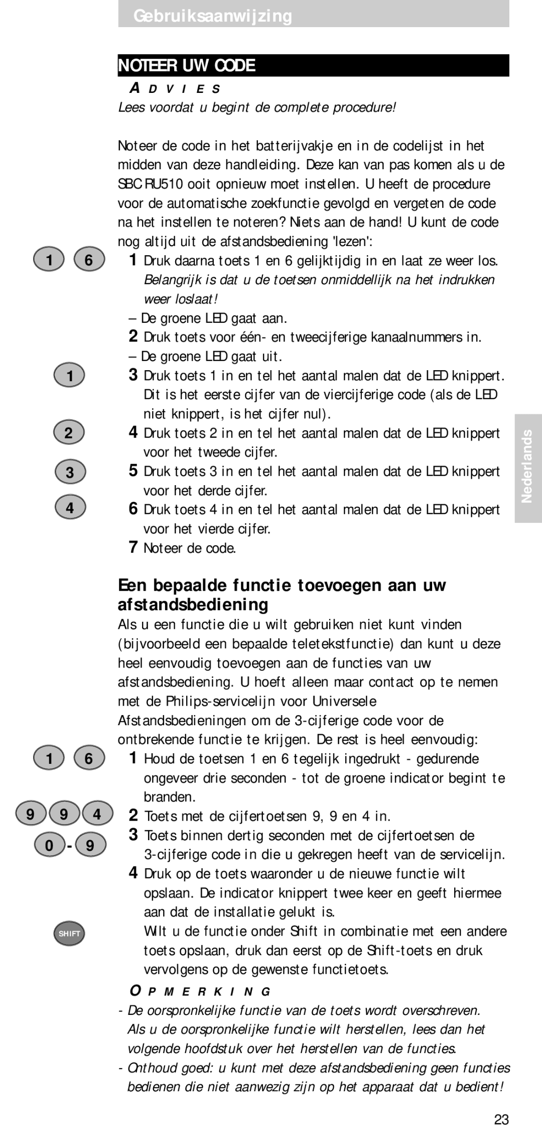 Philips SBC RU 510 manual Een bepaalde functie toevoegen aan uw afstandsbediening, M E R K I N G 