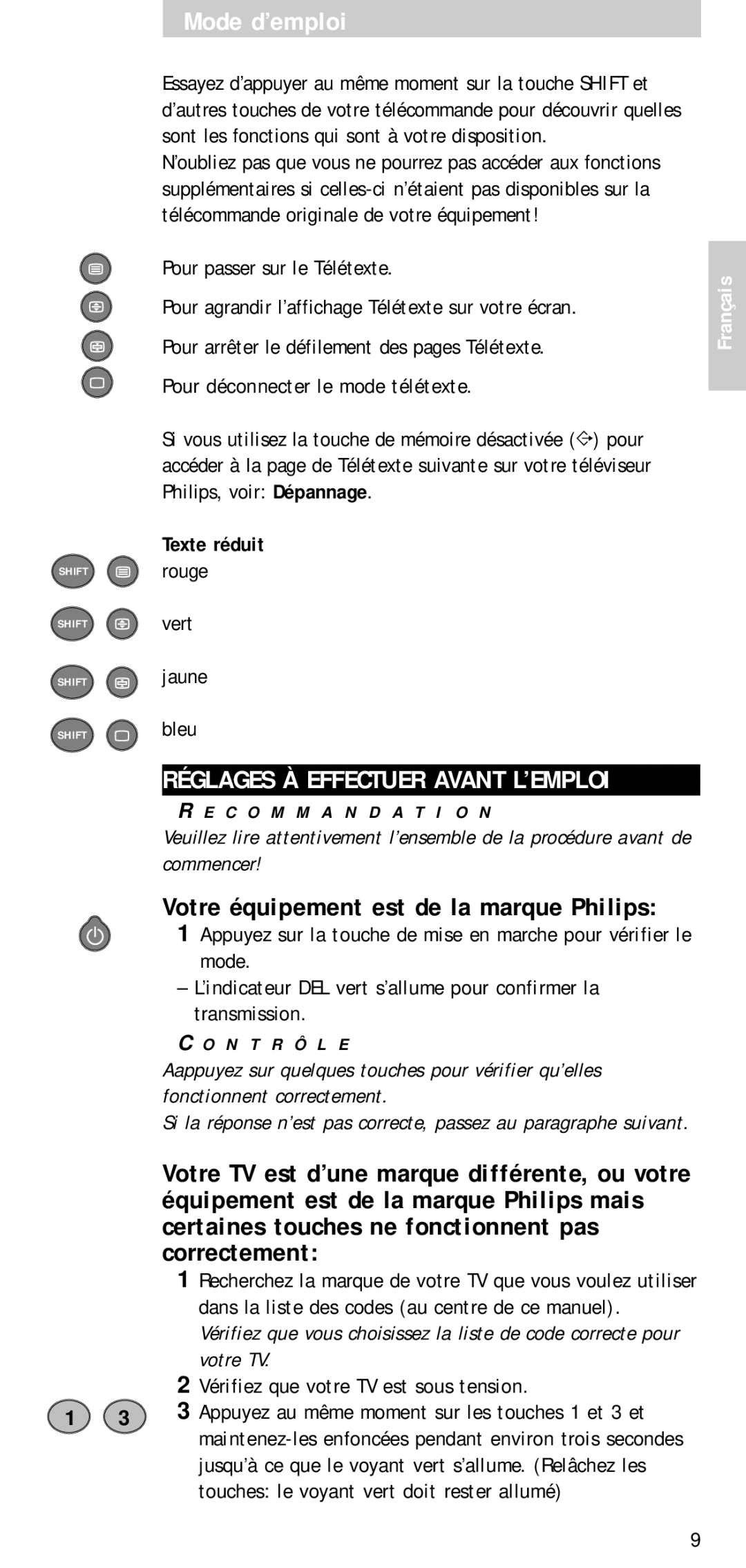 Philips SBC RU 510 manual Réglages À Effectuer Avant L’EMPLOI, Votre équipement est de la marque Philips 