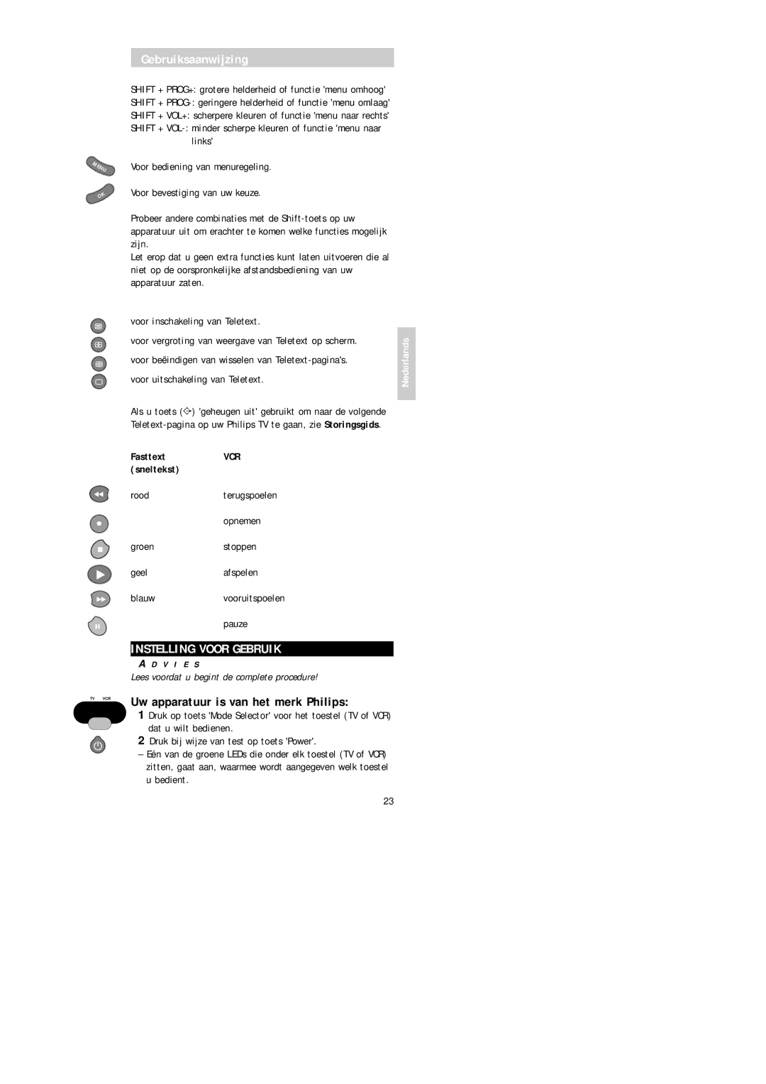 Philips SBC RU 520 manual Instelling Voor Gebruik, Uw apparatuur is van het merk Philips 