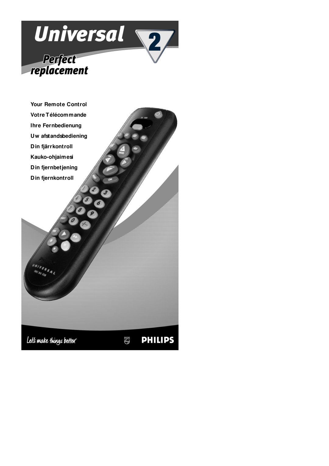 Philips SBC RU 520 manual Your Remote Control Votre Télécommande Ihre Fernbedienung, Din fjernbetjening Din fjernkontroll 