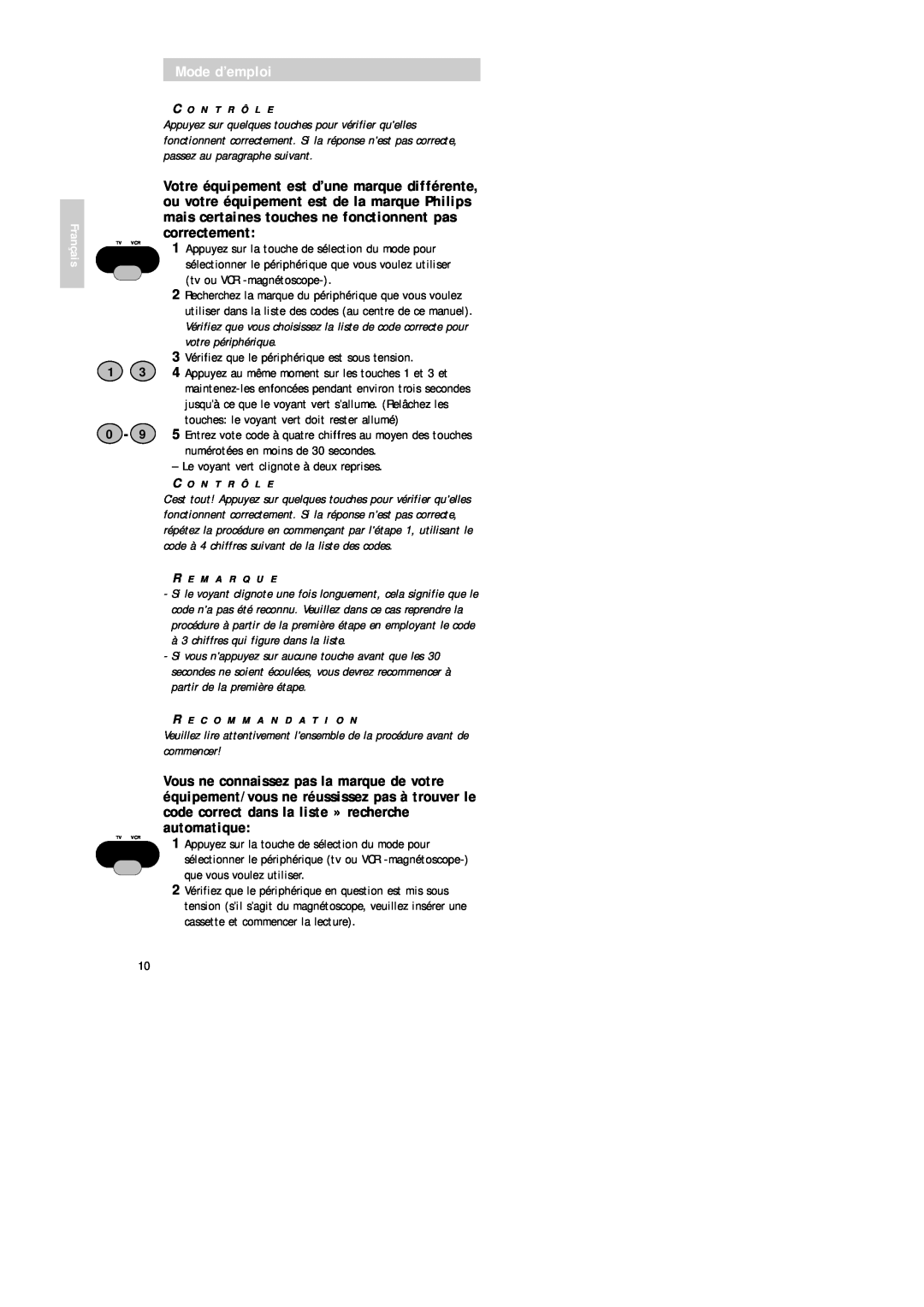 Philips SBC RU 520 manual Mode d’emploi, 3 Vérifiez que le périphérique est sous tension 