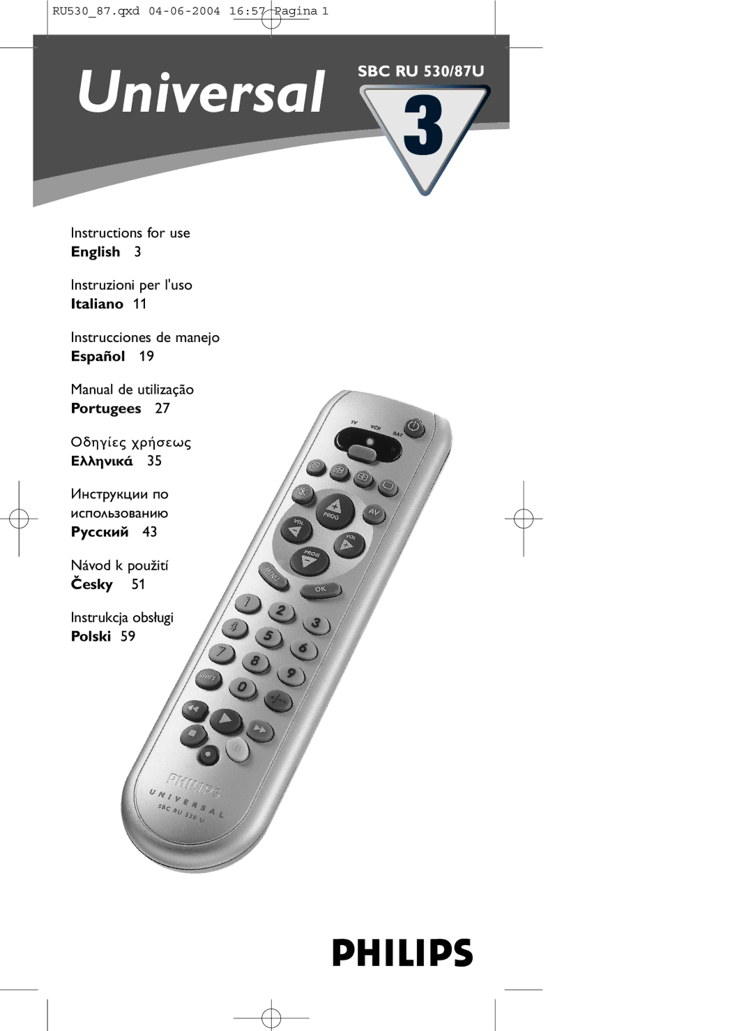 Philips manual Universal SBC RU 530/87U 