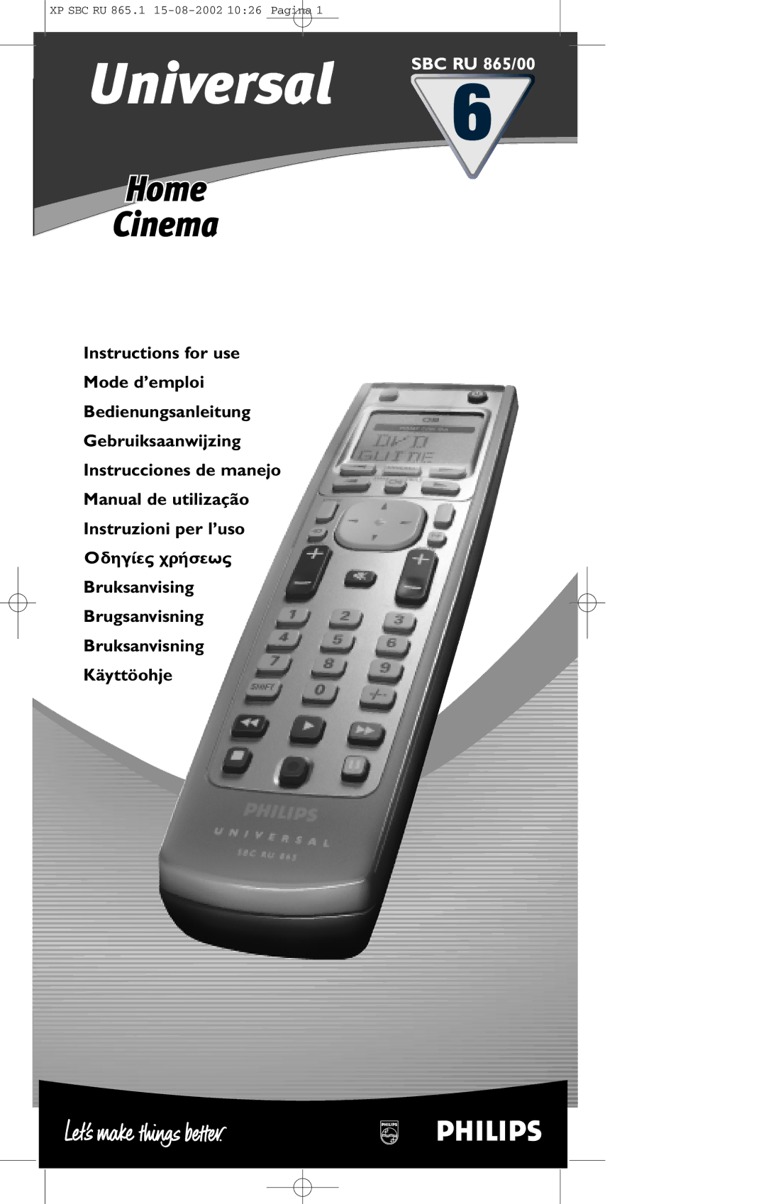 Philips SBC RU 865/00 manual Universal 
