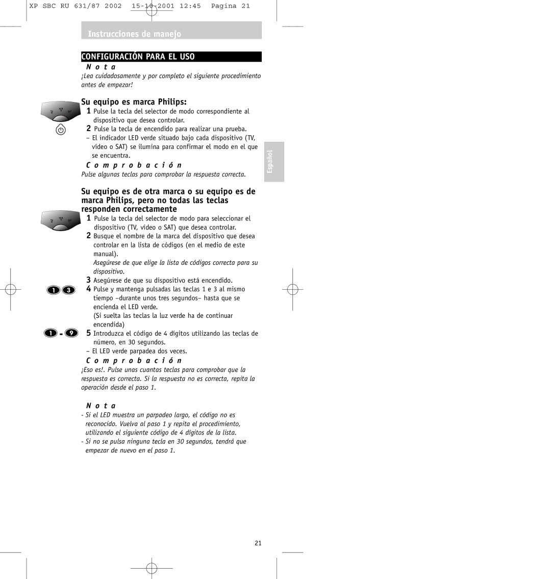 Philips SBC RU631/87 manual Configuración Para EL USO, Su equipo es marca Philips, M p r o b a c i ó n, Se encuentra 