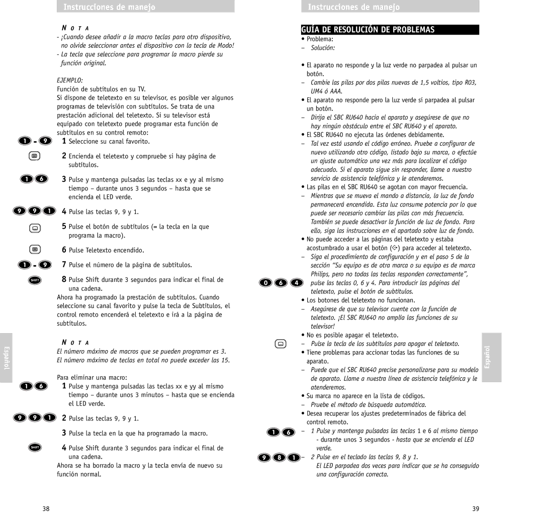 Philips SBC RU640/00 manual Guía DE Resolución DE Problemas, Solución, Pruebe el método de búsqueda automática 