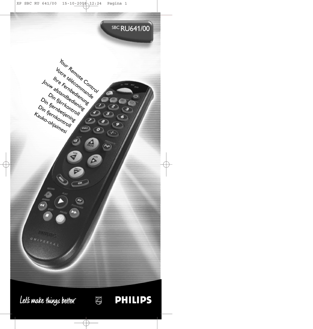 Philips SBC RU641/00 manual Remote, Télécommande, Jouw Control, Ohjaimesi 