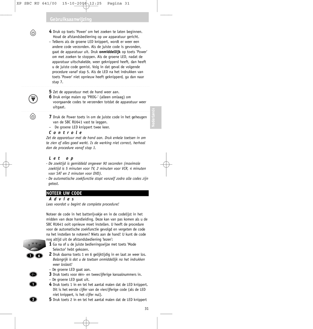 Philips SBC RU641/00 manual Prog 