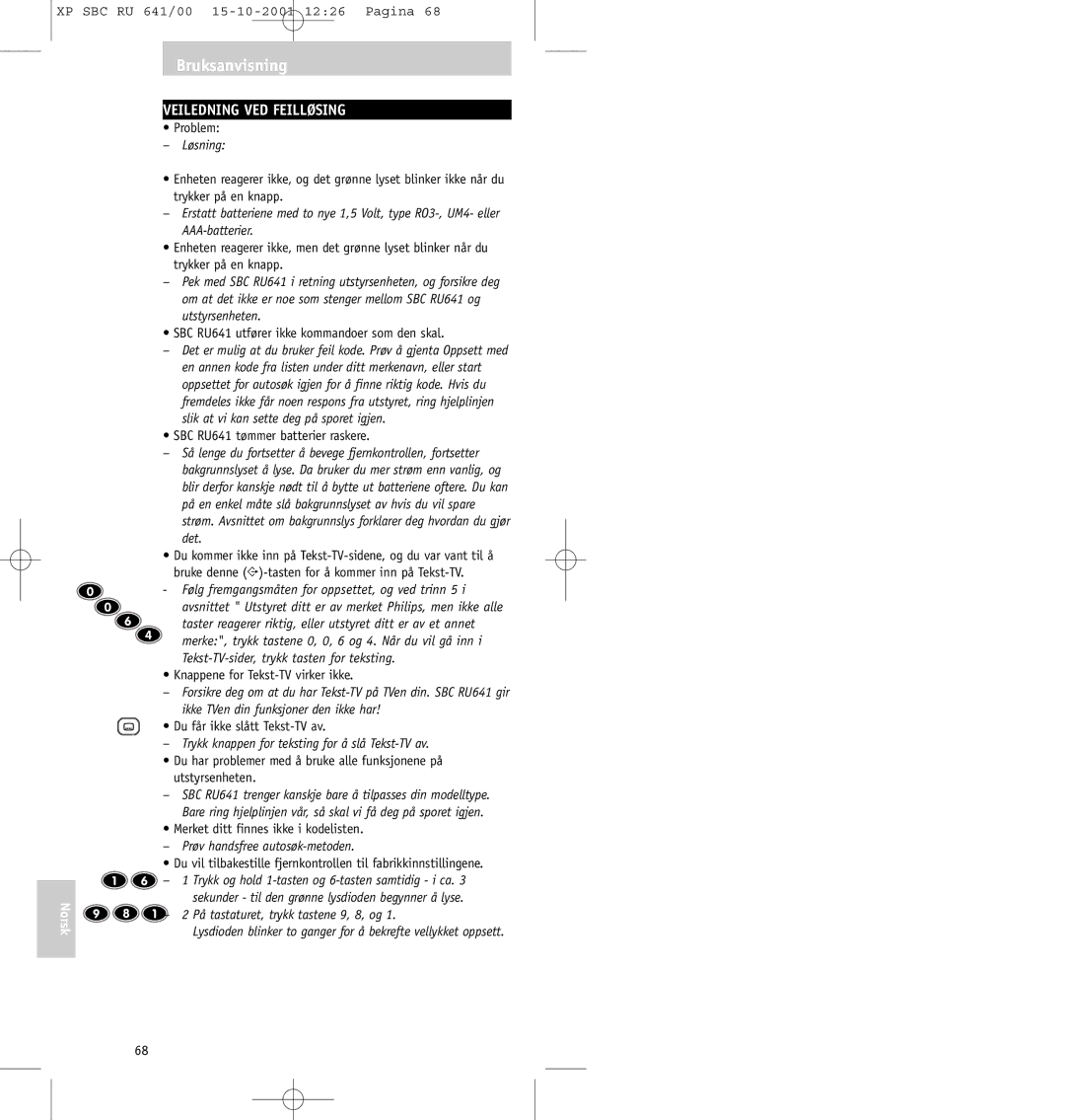 Philips SBC RU641/00 manual Trykk knappen for teksting for å slå Tekst-TV av, Prøv handsfree autosøk-metoden 