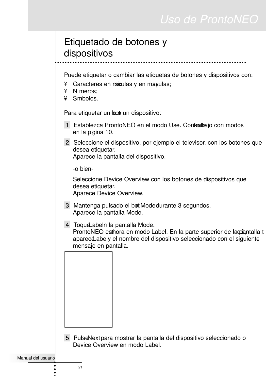 Philips SBC RU930 manual Etiquetado de botones y dispositivos 