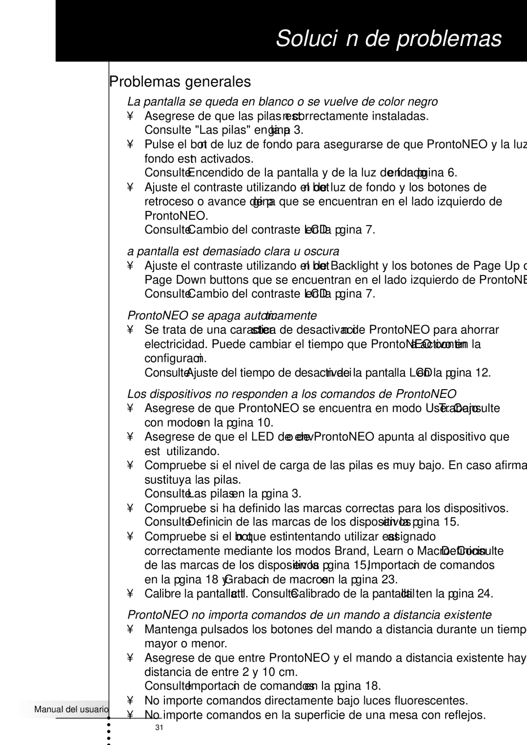 Philips SBC RU930 manual Solución de problemas, Problemas generales 