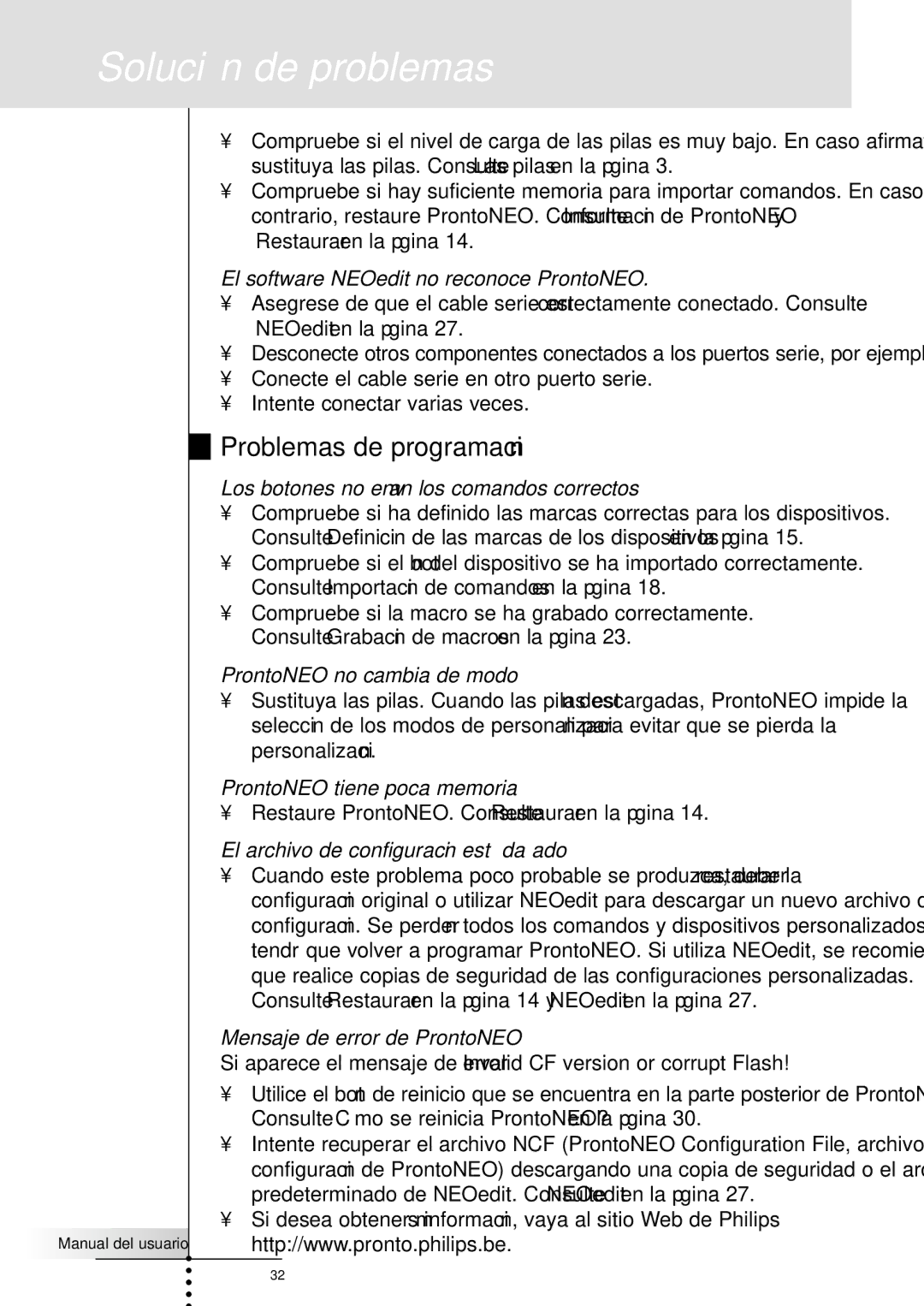 Philips SBC RU930 manual Problemas de programación 