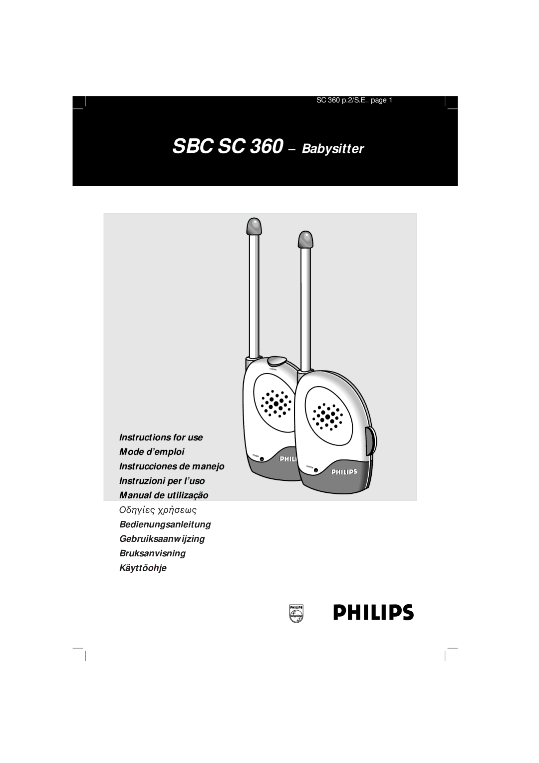 Philips manual SBC SC 360 Babysitter 