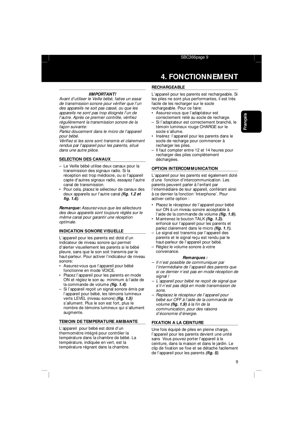 Philips SBC SC 366 manual Iimportant 