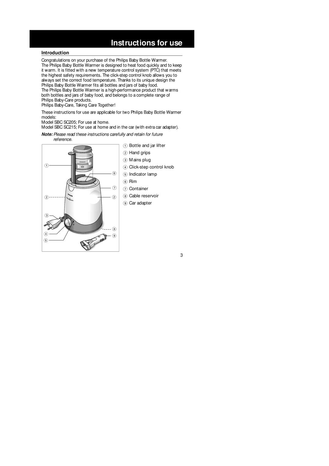 Philips SBC SC205, SBC SC215 manual Instructions for use, Introduction 