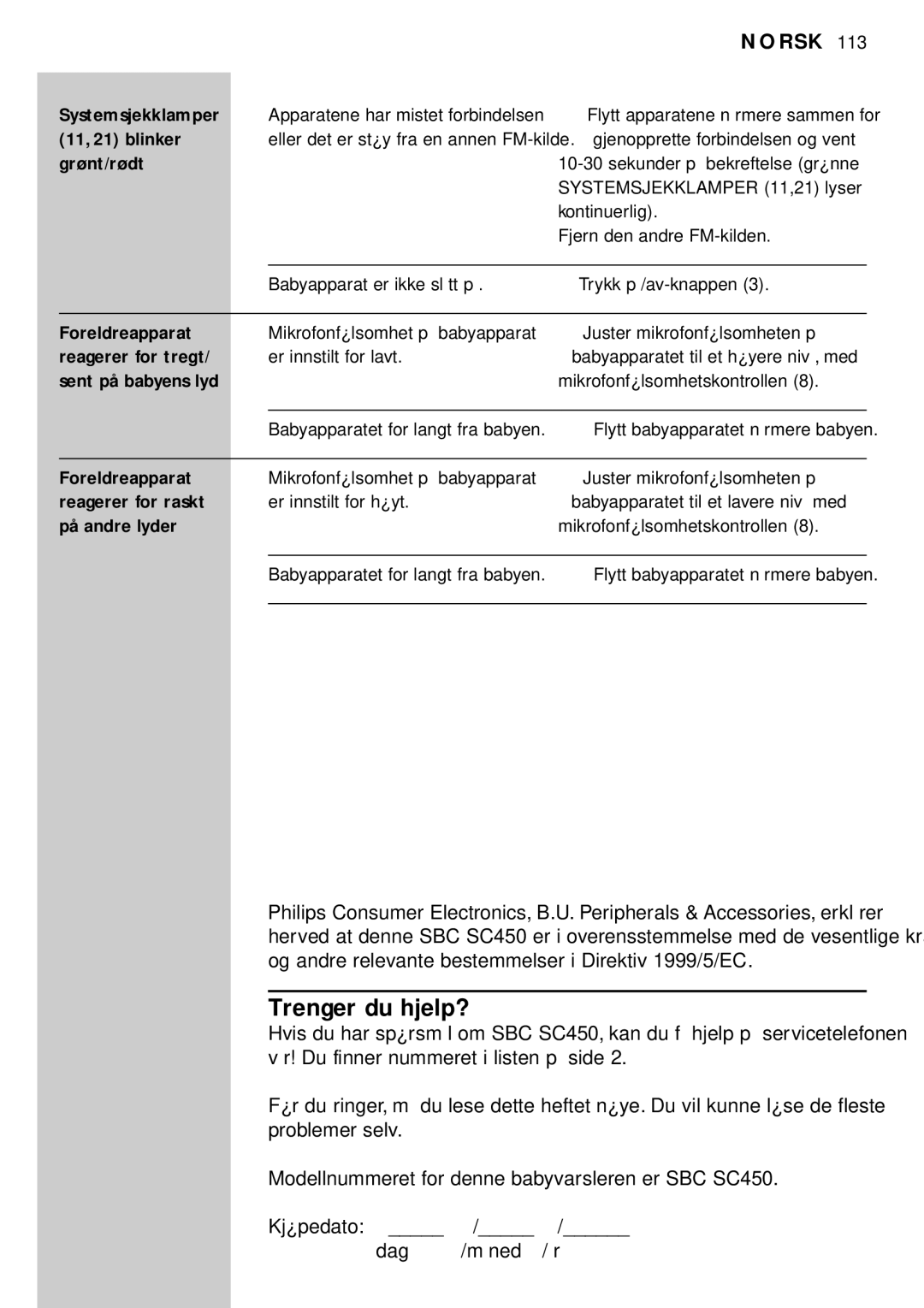 Philips SBC SC450 manual Trenger du hjelp? 