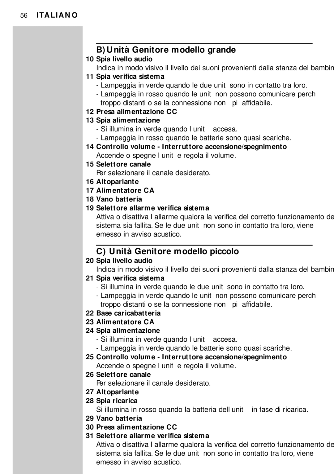 Philips SBC SC450 manual BUnità Genitore modello grande, Unità Genitore modello piccolo 