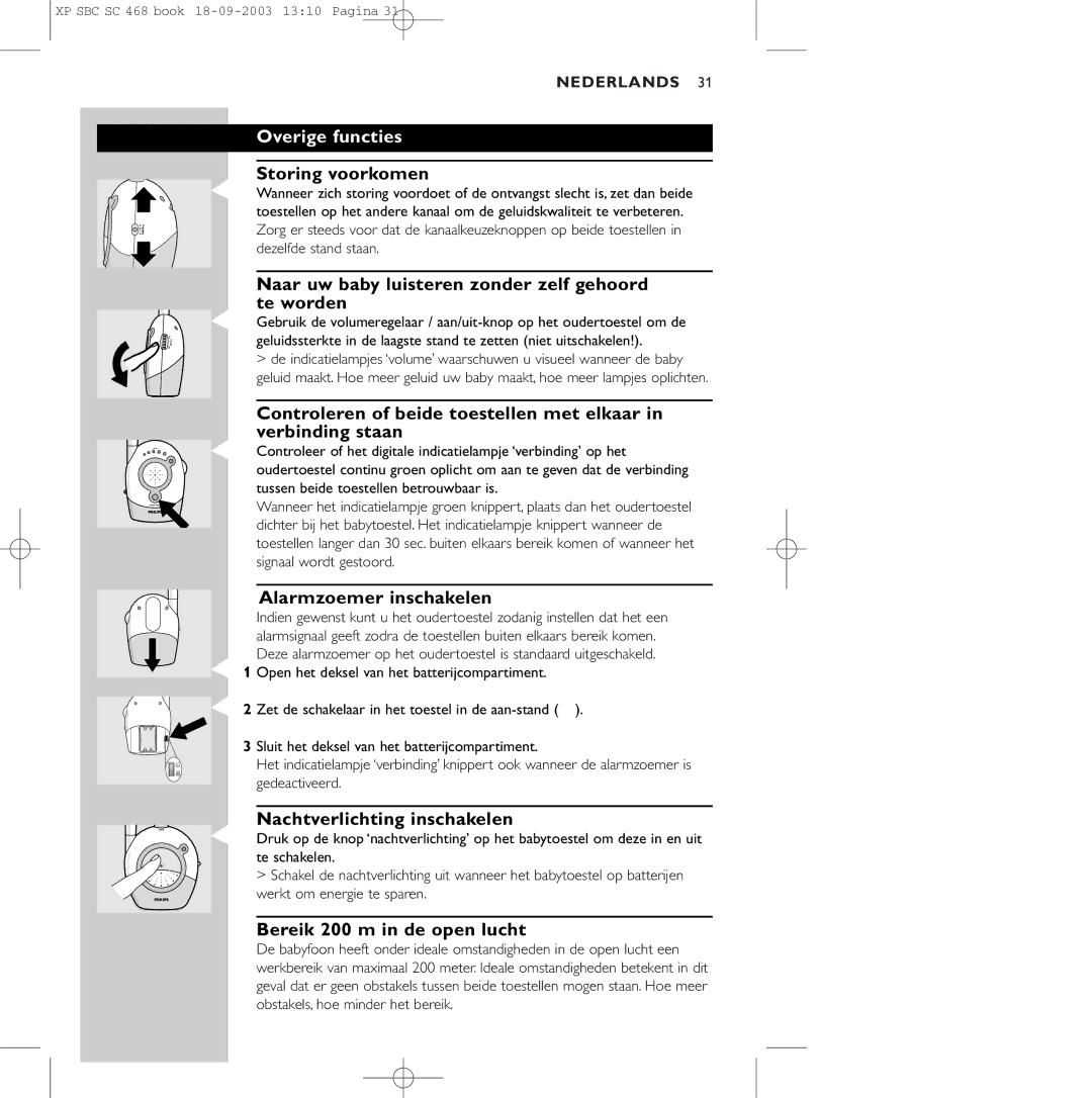 Philips SBC SC468 manual Overige functies 