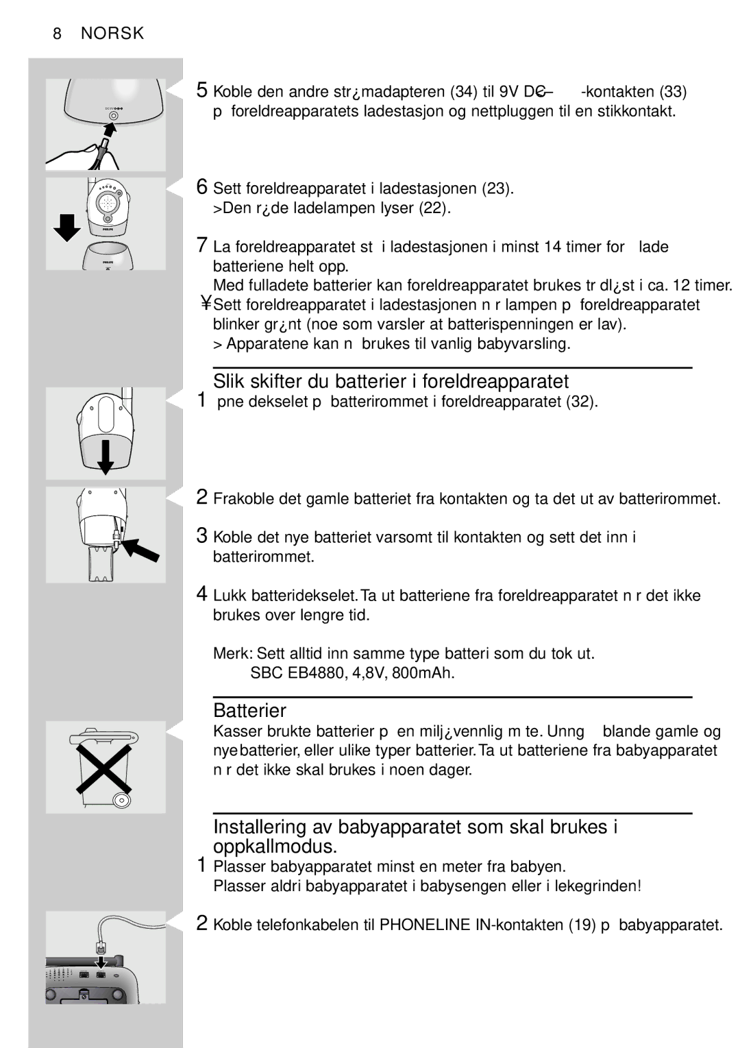 Philips SBC SC469 manual Norsk 