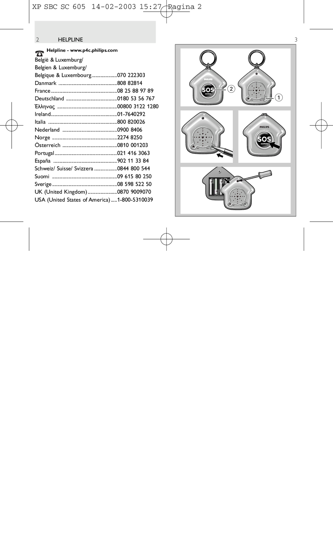 Philips SBC SC605 manual XP SBC SC 605 14-02-2003 1527 Pagina, English 