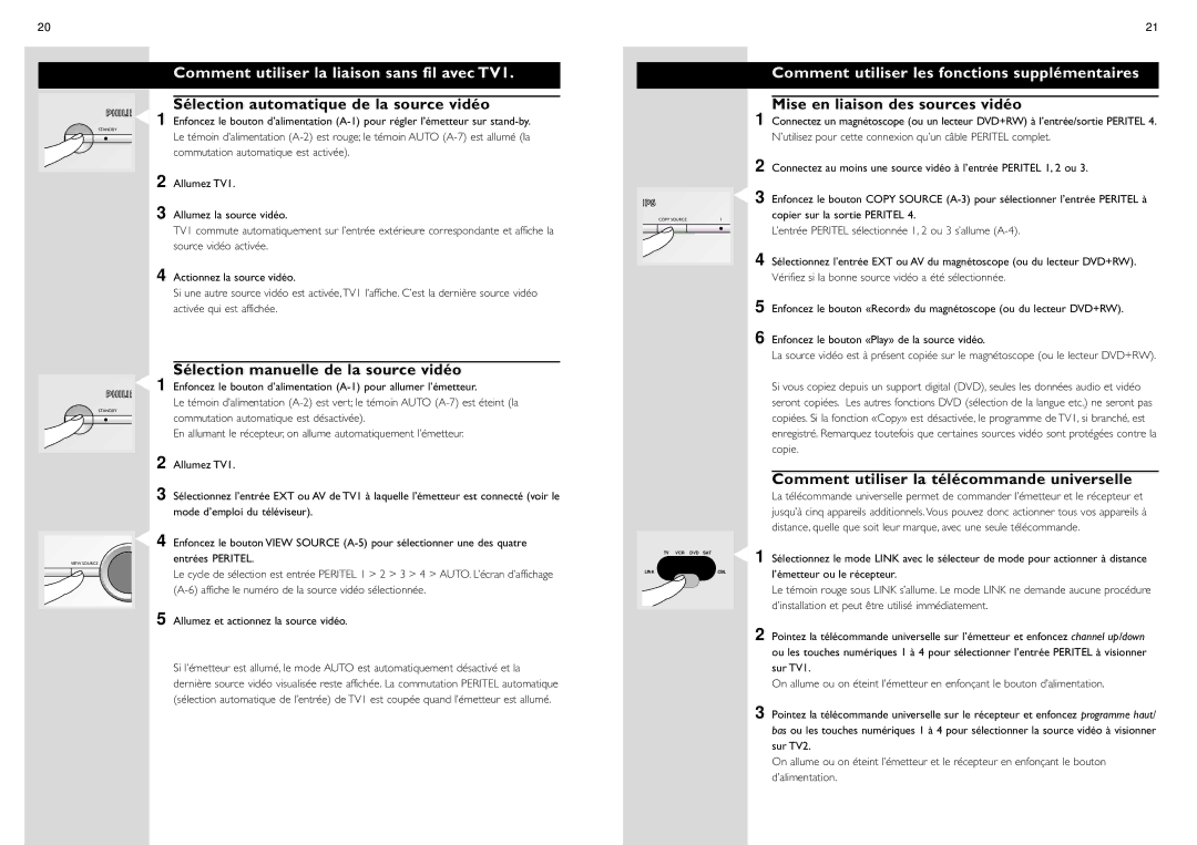 Philips SBC VL1400 manual Comment utiliser la liaison sans fil avec TV1, Comment utiliser les fonctions supplémentaires 