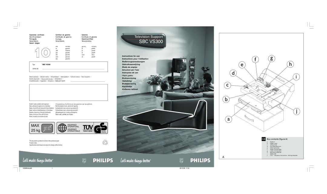 Philips SBC VS300 warranty Lmtb Tpad 