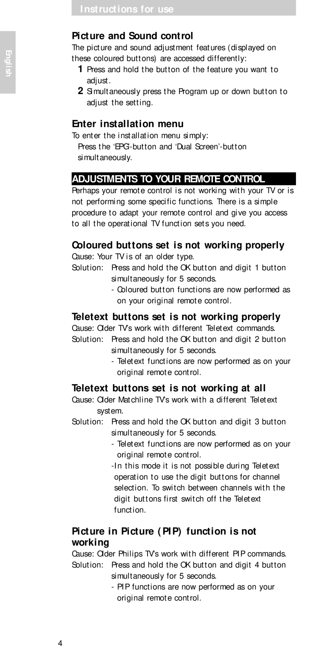 Philips SBCRP520/00 manual Adjustments to Your Remote Control 