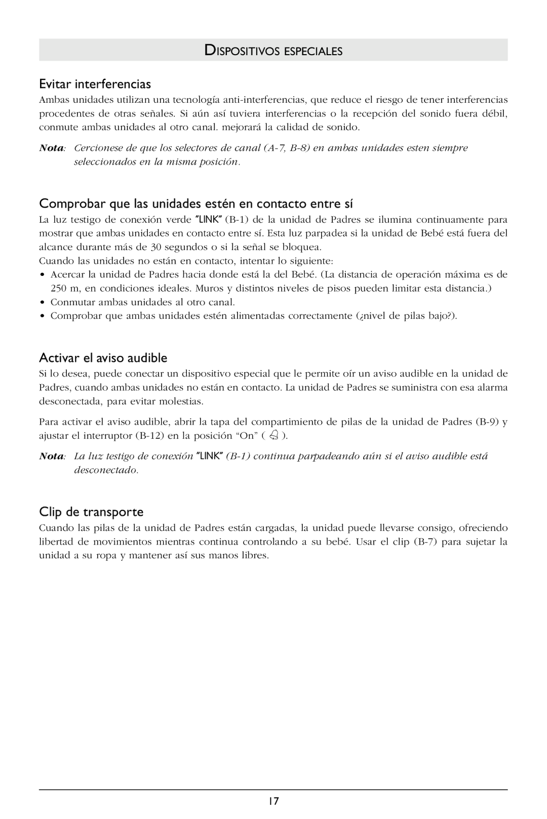 Philips SBCSC368 Evitar interferencias, Comprobar que las unidades estén en contacto entre sí, Activar el aviso audible 