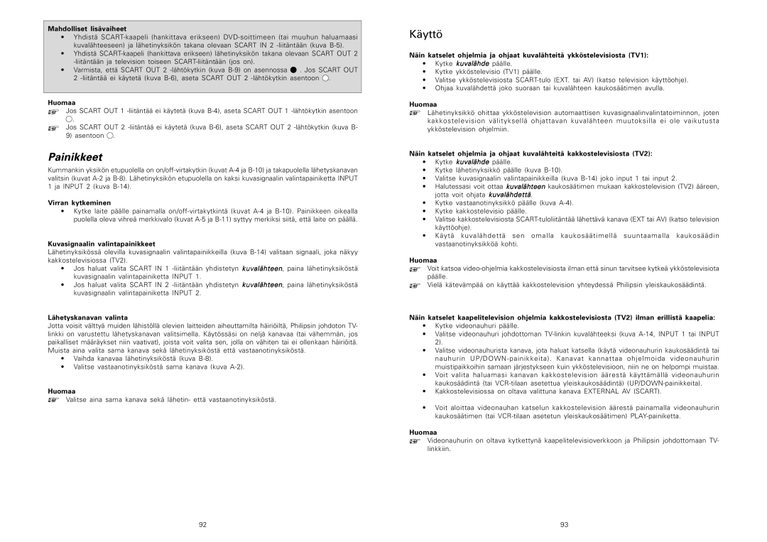 Philips SBCVL1200 manual Painikkeet 