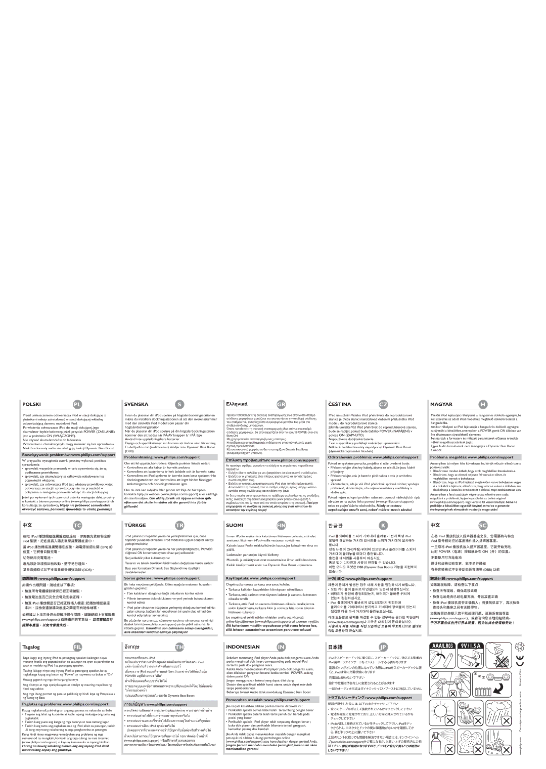 Philips SBD6000 quick start Polskipl, Svenskas, Egr, Češtinacz, Magyarh, Türkgetr, Suomifin, Indonesian 