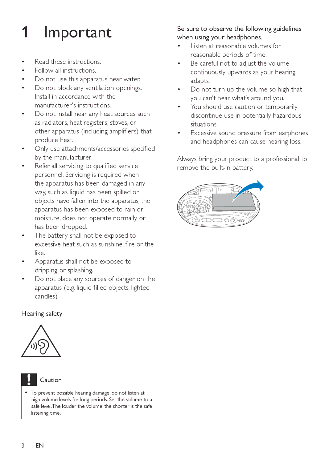 Philips SBM100 user manual Apparatus shall not be exposed to dripping or splashing 