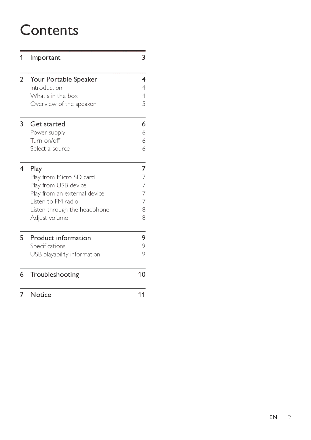 Philips SBM130 user manual Contents 