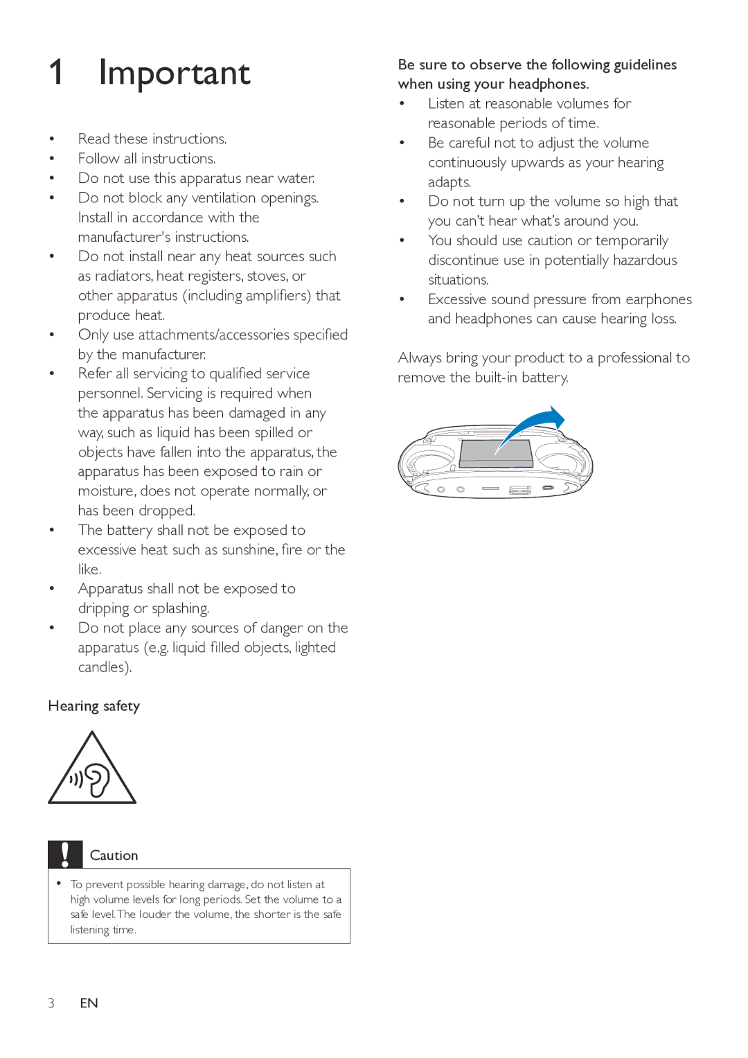 Philips SBM130 user manual Apparatus shall not be exposed to dripping or splashing 