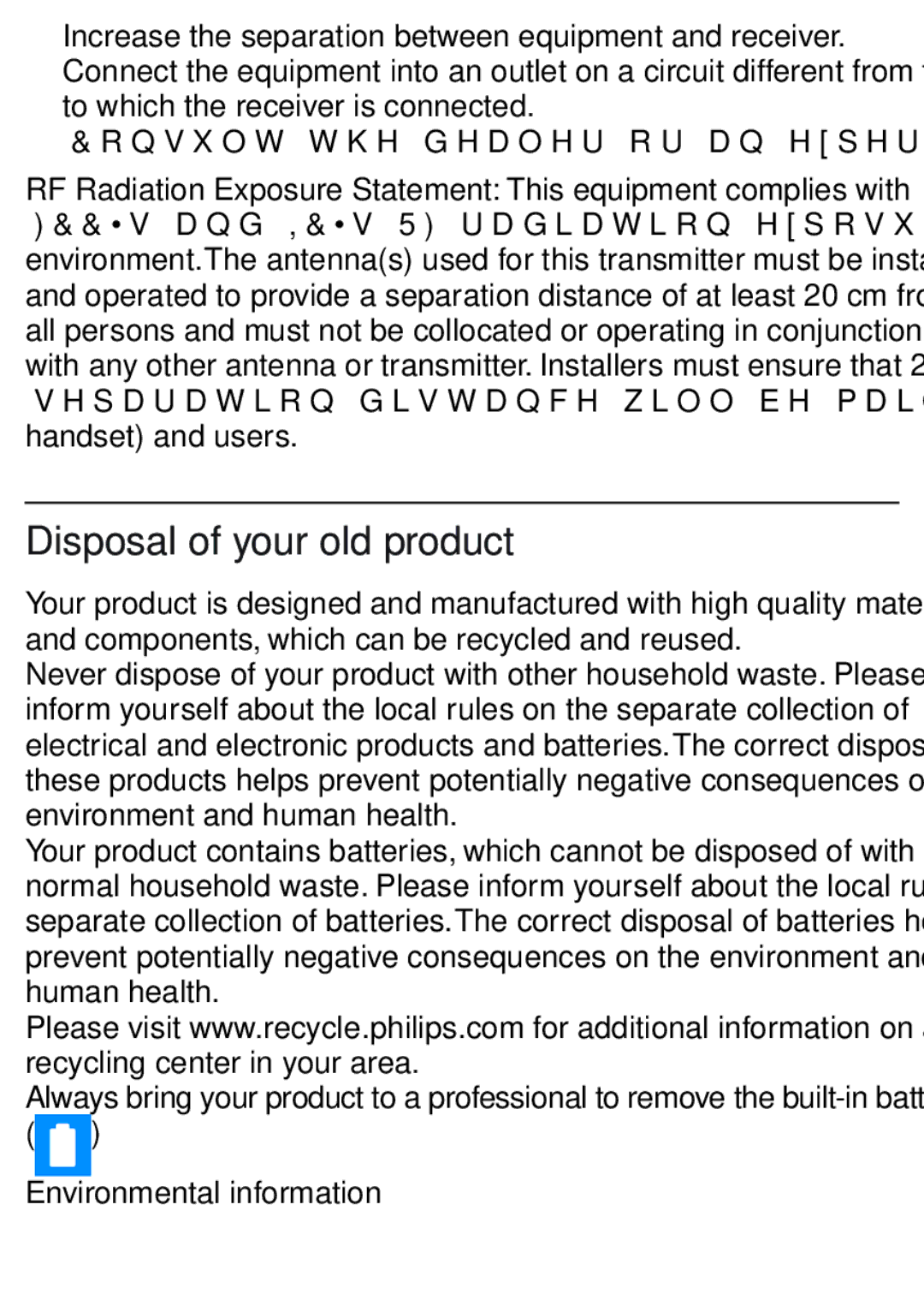 Philips SBT30 user manual Disposal of your old product 