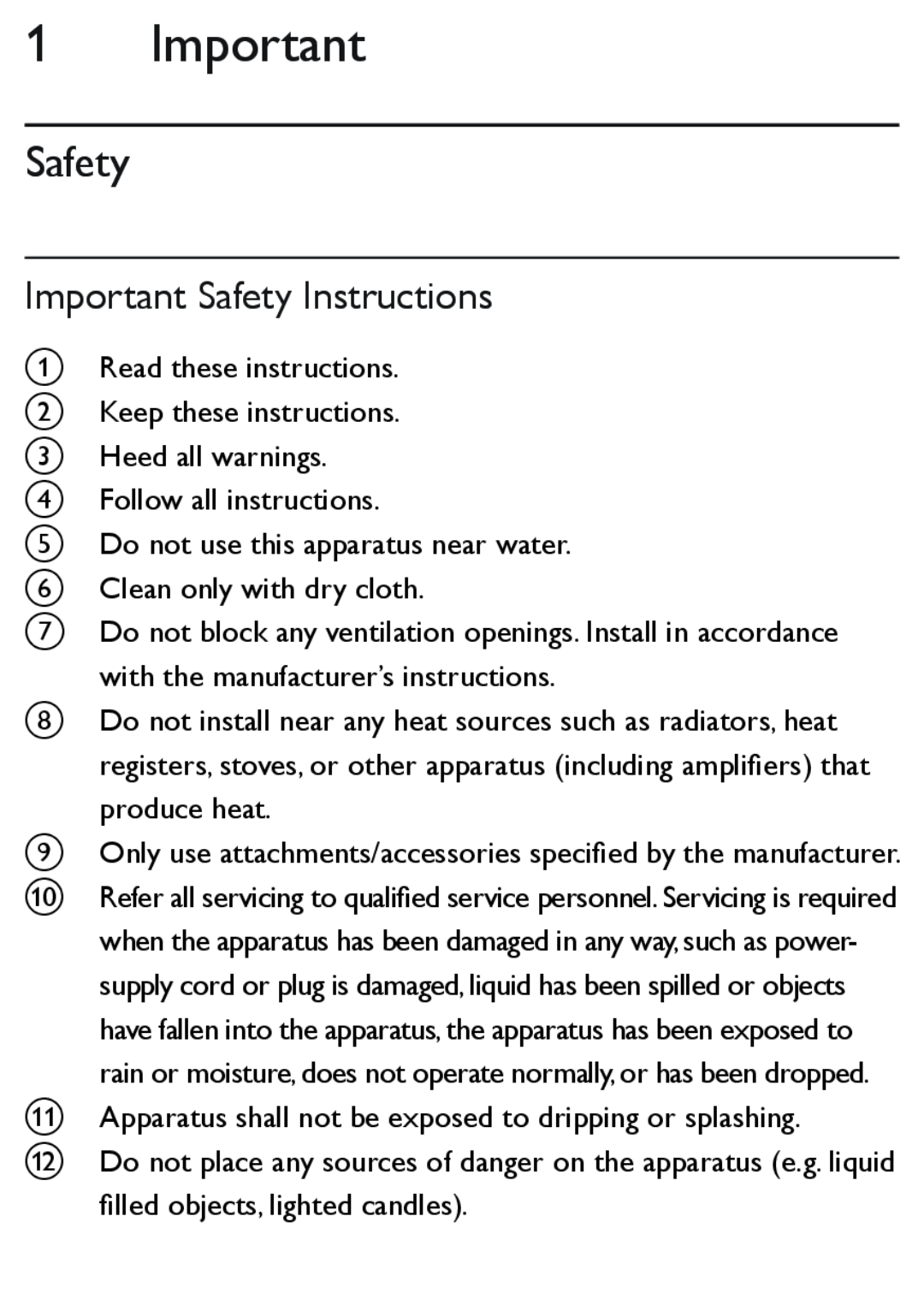 Philips SBT30 user manual Important Safety Instructions 
