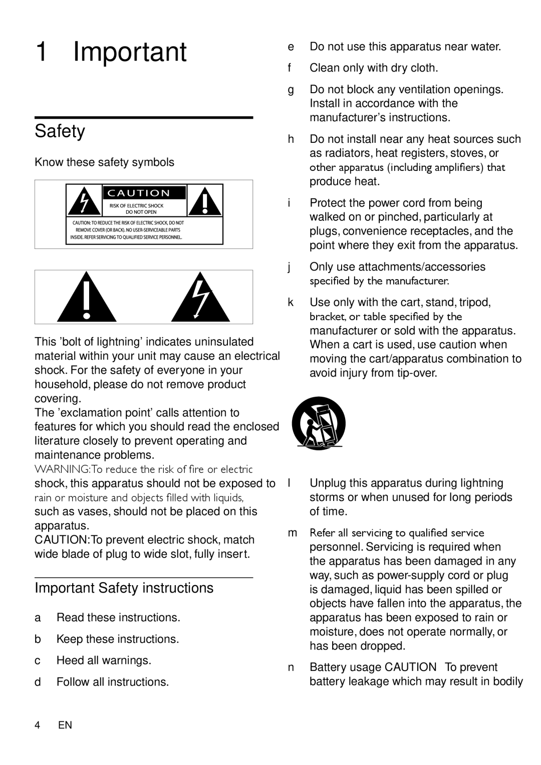 Philips SBT37, SBT310/37 user manual Important Safety instructions 