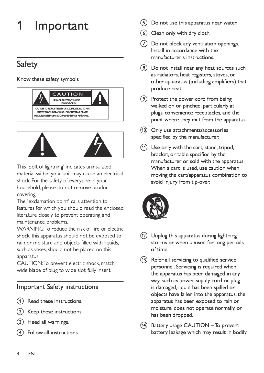 Philips SBT37, SBT310/37 user manual Important Safety instructions 