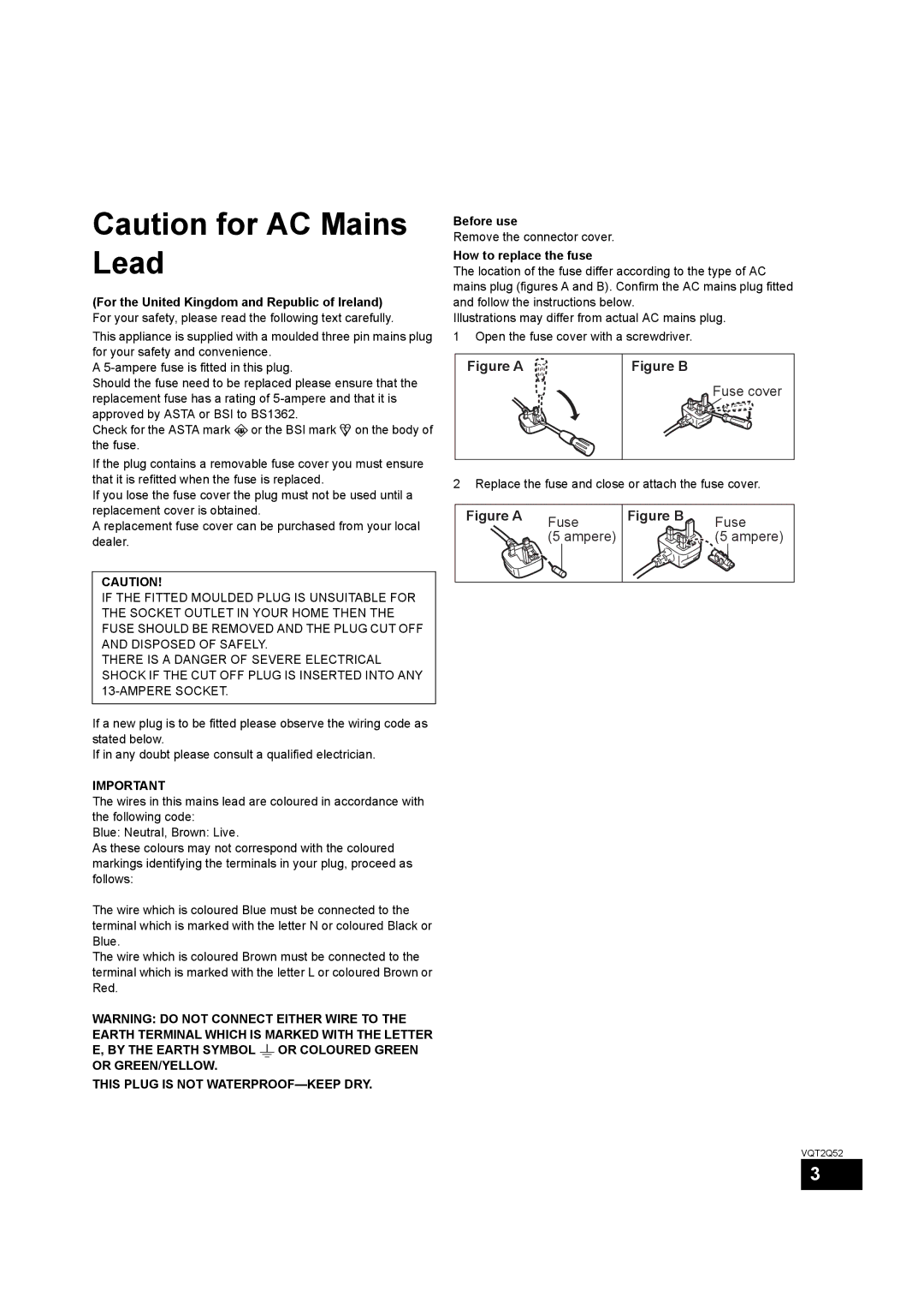 Philips SC-BT735 operating instructions This Plug is not WATERPROOF-KEEP DRY, Before use, How to replace the fuse 