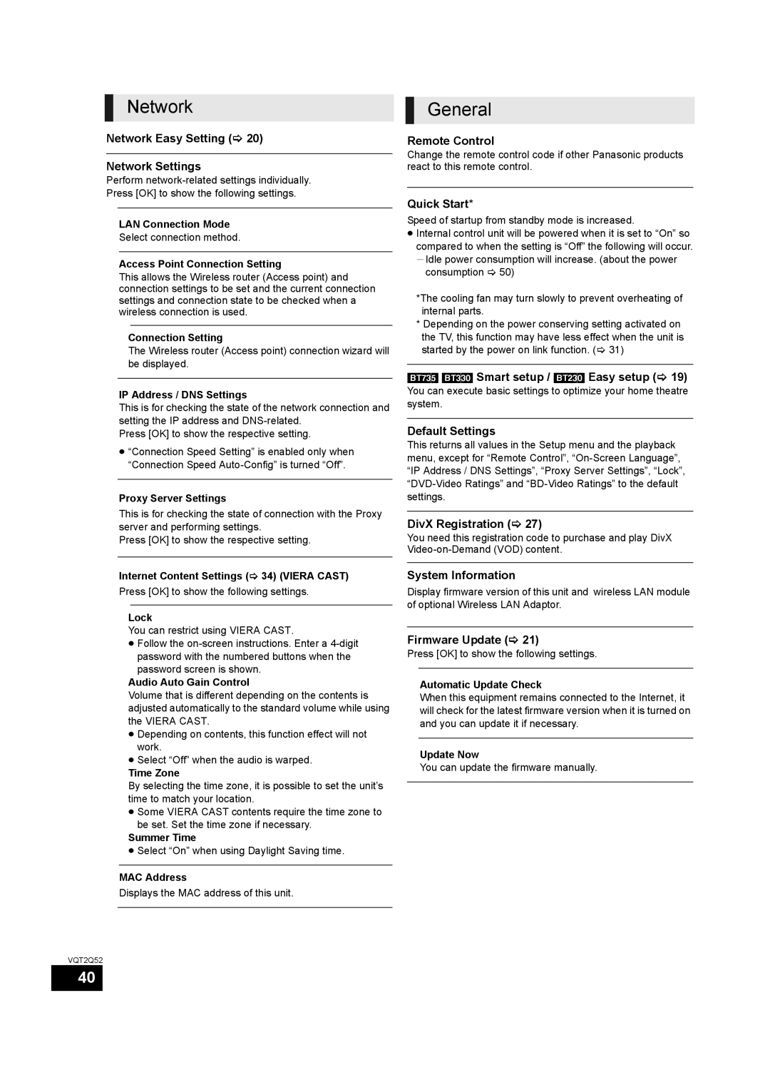 Philips SC-BT735 operating instructions Network, General 