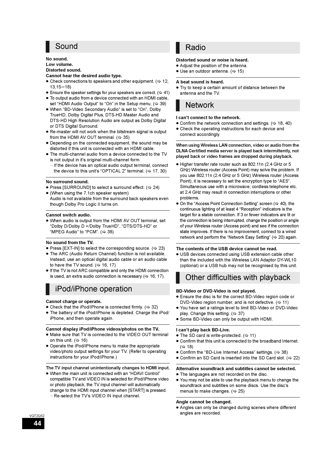 Philips SC-BT735 operating instructions IPod/iPhone operation, Radio, Other difficulties with playback 