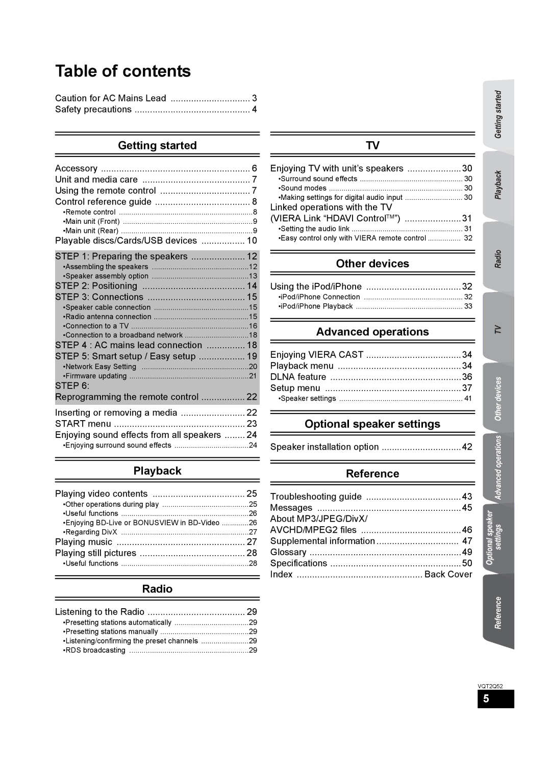 Philips SC-BT735 operating instructions Table of contents 