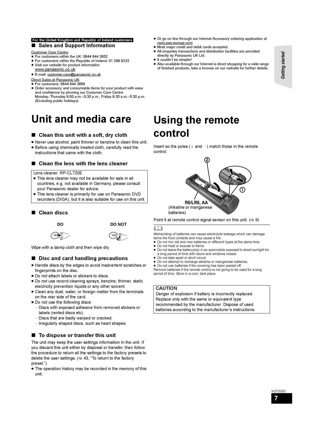 Philips SC-BT735 operating instructions Unit and media care, Using the remote control 