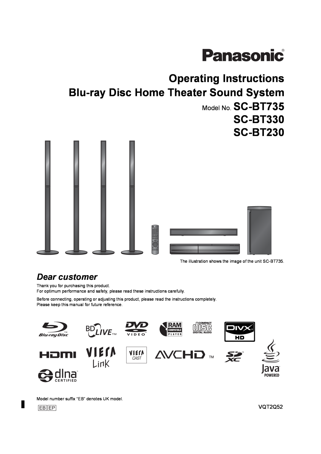 Philips operating instructions SC-BT330 SC-BT230, Model No. SC-BT735, Dear customer 