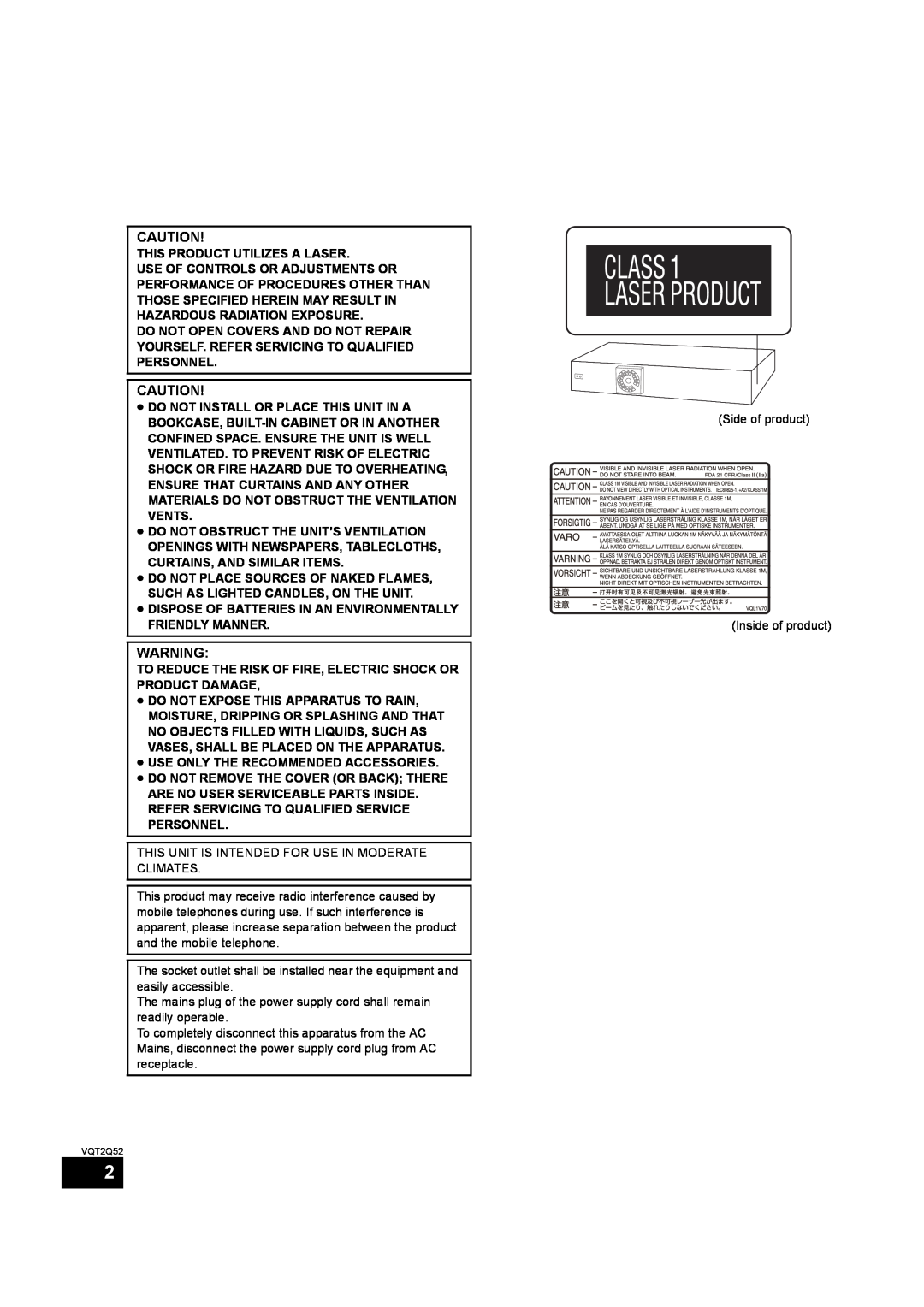 Philips SC-BT735 operating instructions This Product Utilizes A Laser 