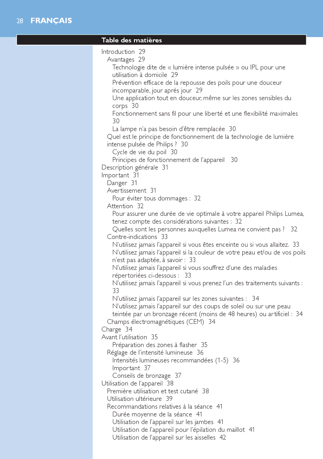 Philips SC2001/01 manual Table des matières 