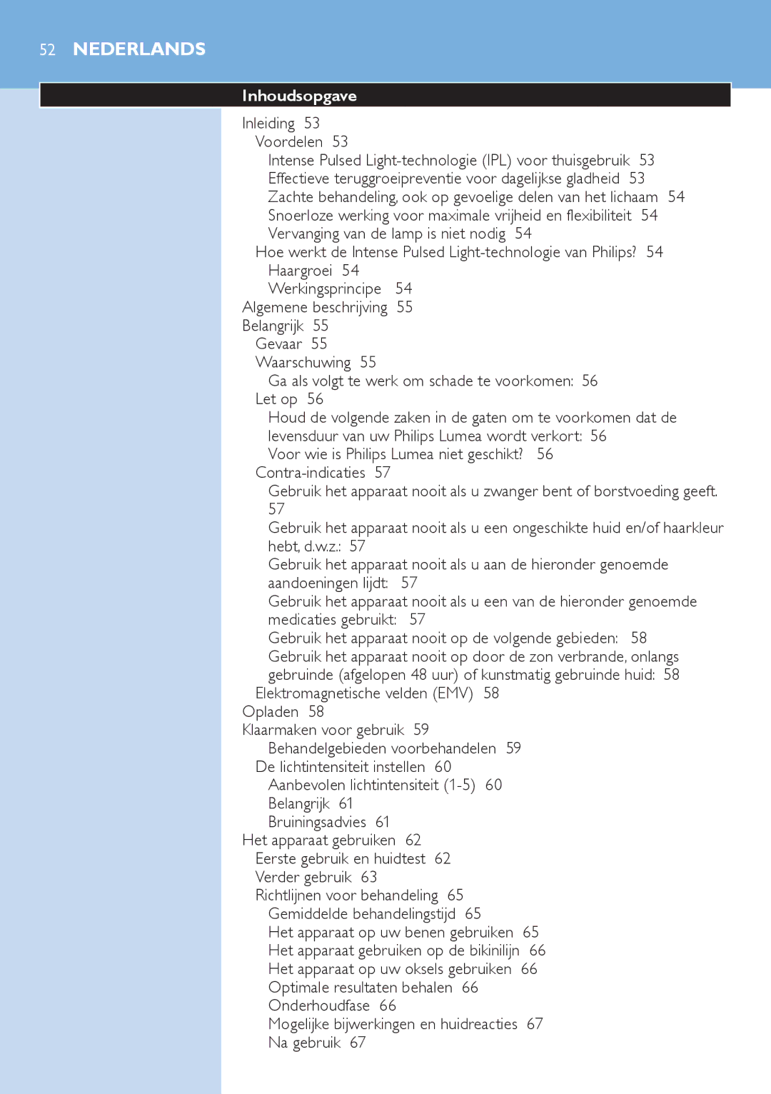 Philips SC2001/01 manual Inhoudsopgave 