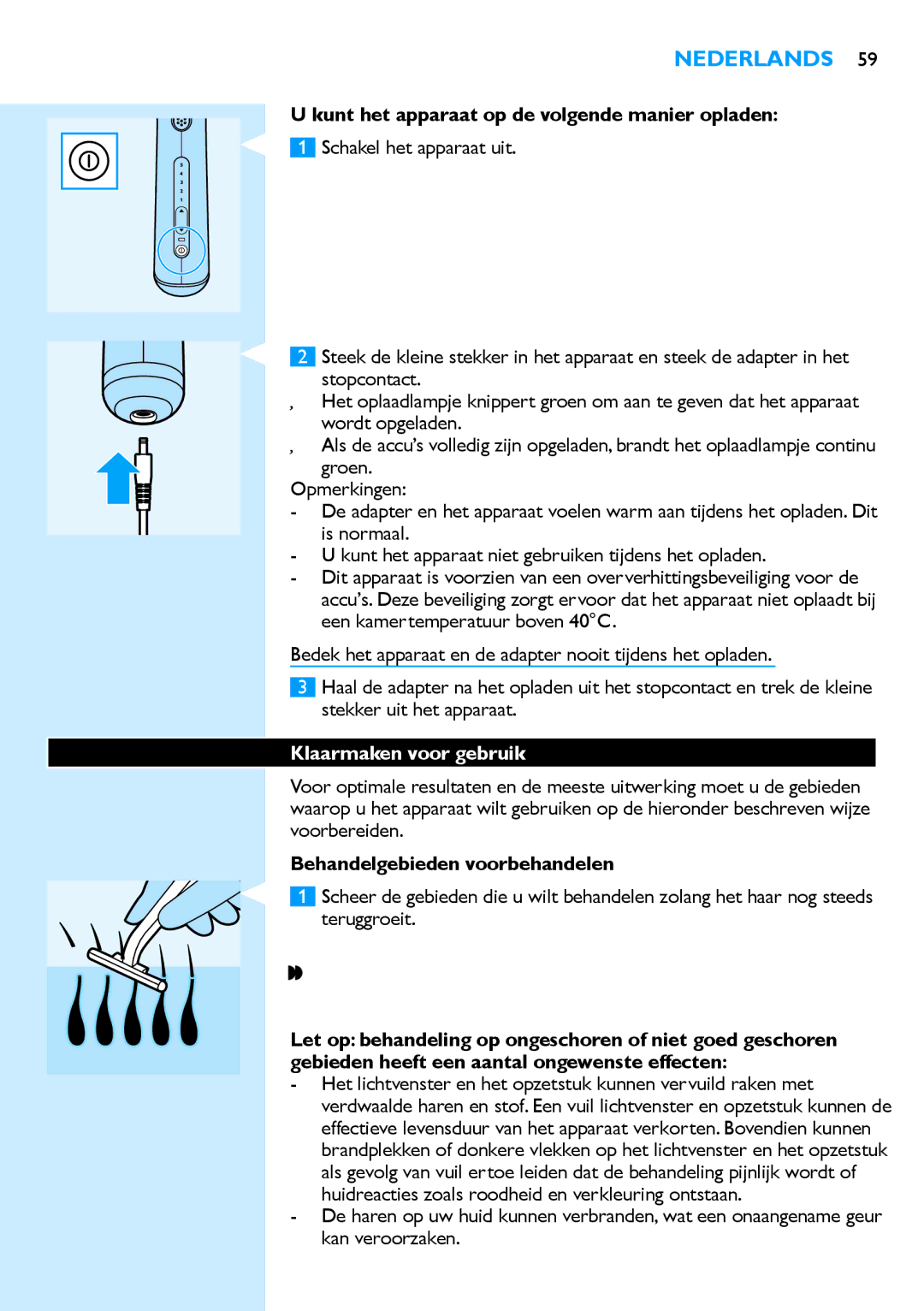 Philips SC2001/01 manual Kunt het apparaat op de volgende manier opladen, Klaarmaken voor gebruik 