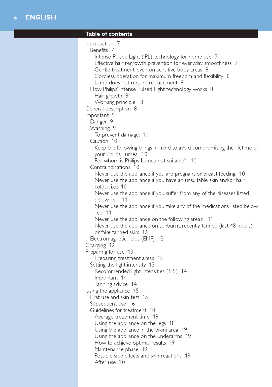 Philips SC2001/01 manual English, Table of contents 