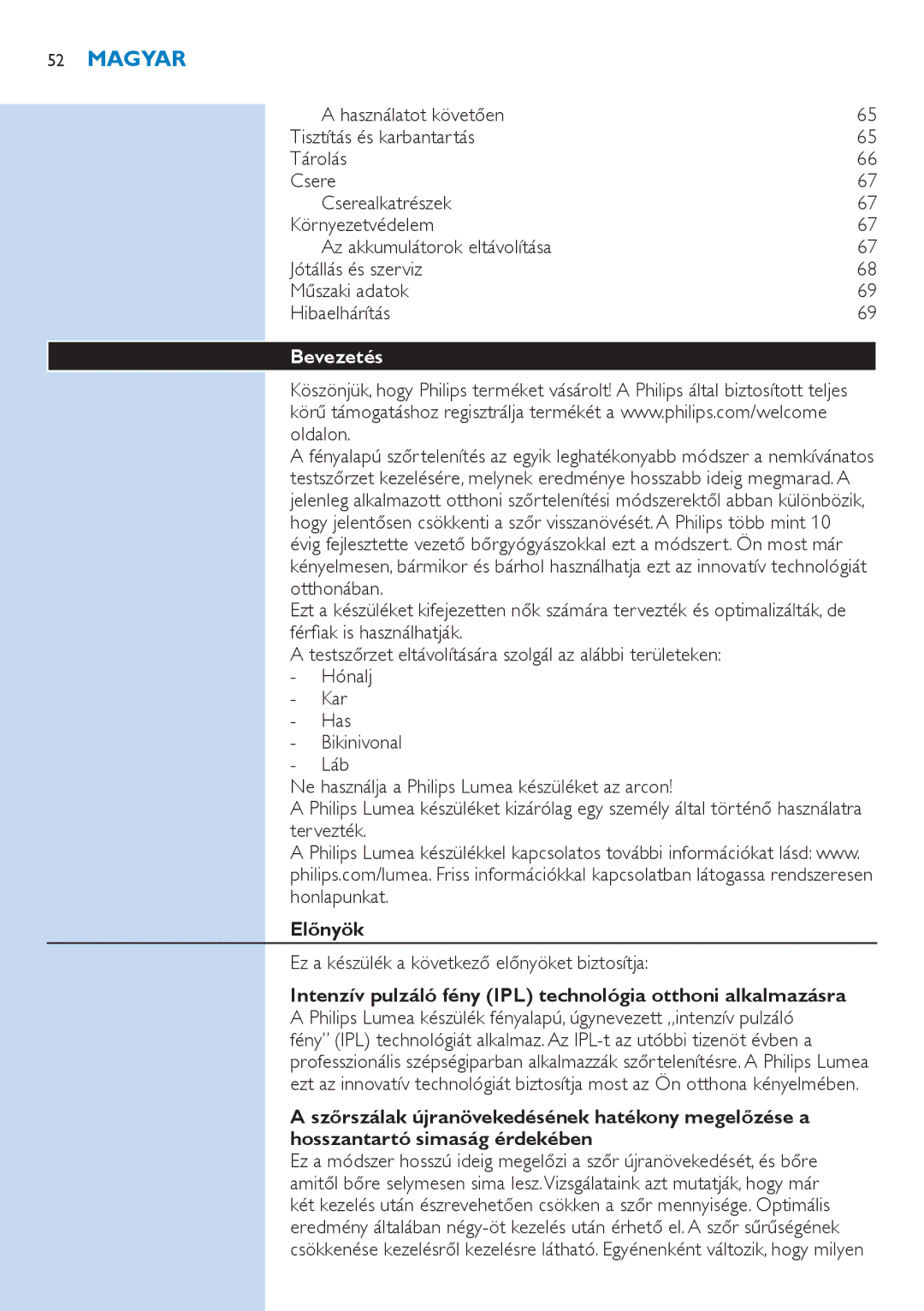 Philips SC2001/01 user manual Magyar, Bevezetés, Előnyök, Ez a készülék a következő előnyöket biztosítja 