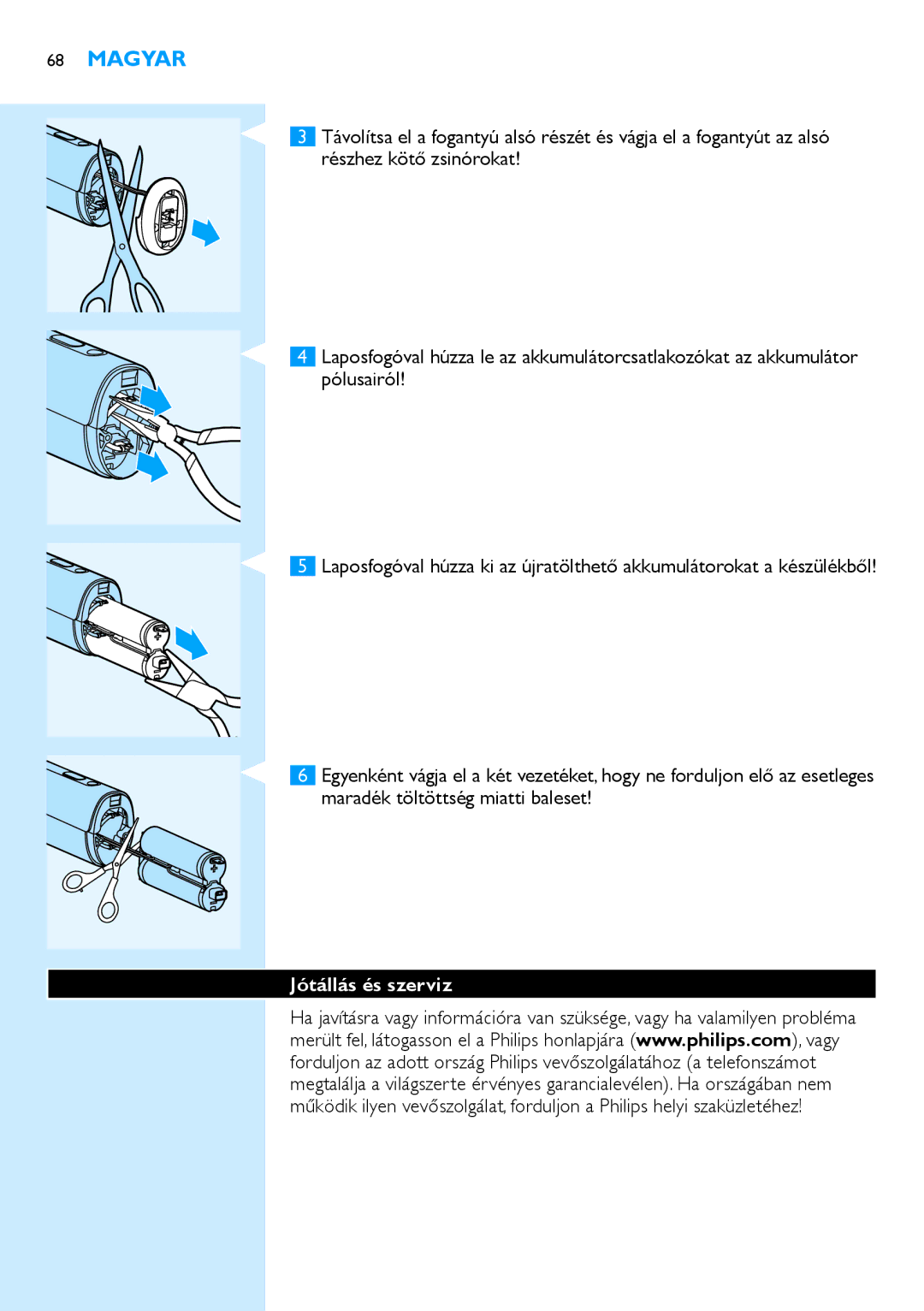 Philips SC2001/01 user manual Jótállás és szerviz 