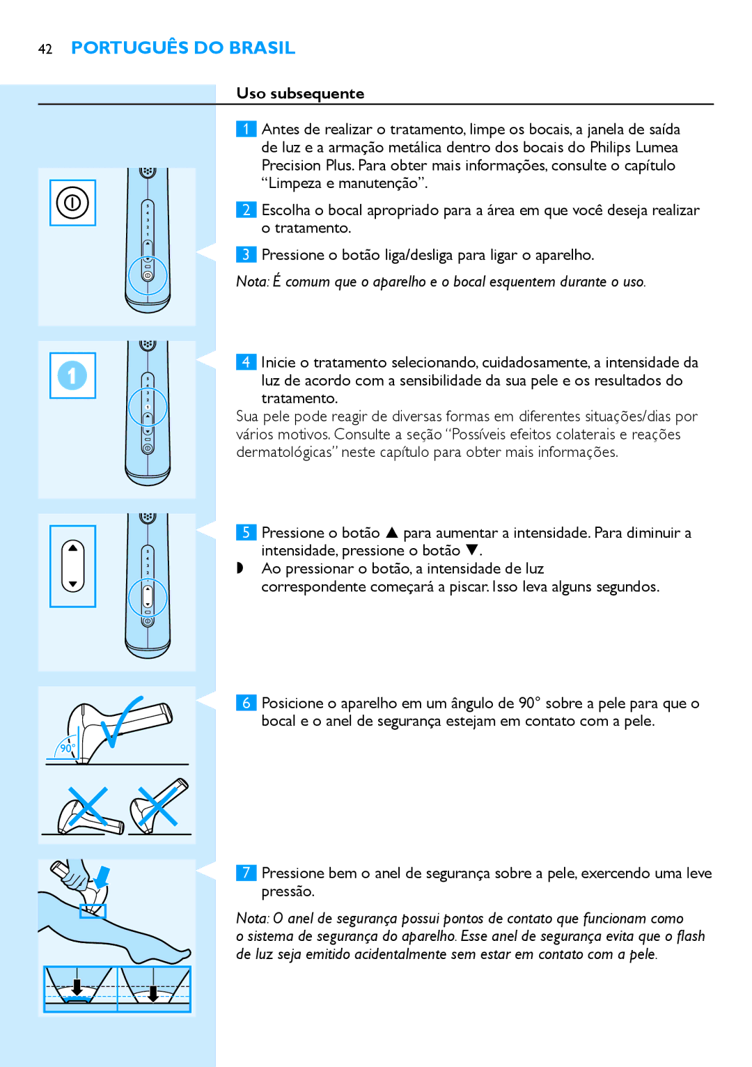 Philips SC2003 user manual Uso subsequente, Tratamento, Dermatológicas neste capítulo para obter mais informações 